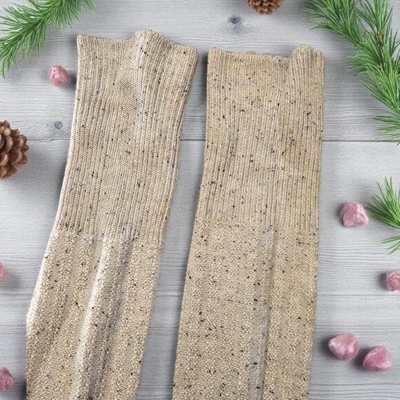 2 Pairs of Knee-High Socks – Speckled Tan & Black – Cozy, Soft, No Tags - Picture 2 of 4